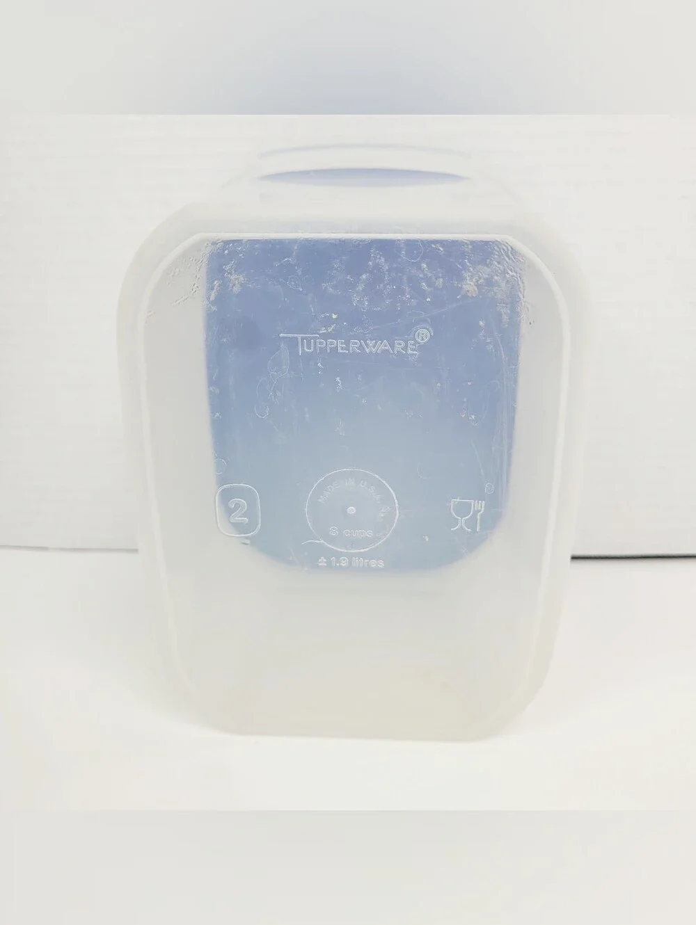Vtg 80s~Tupperware Modular Mates 1792 8 Cups~1962 400ml~Clear w/Blue Lids 1793